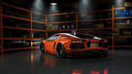 Ultimate Lamborghini Aventador SV in a Dream Garage wallpaper