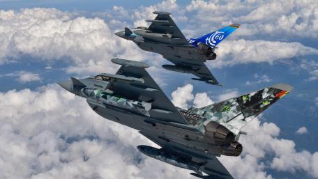 2 Eurofighter Typhoons at AirPower16 in Austria wallpaper