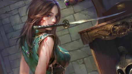 Samurai Girl in the Aftermath of Battle wallpaper