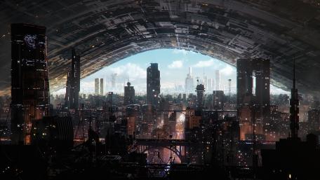 Futuristic Metropolis Under a Giant Dome wallpaper