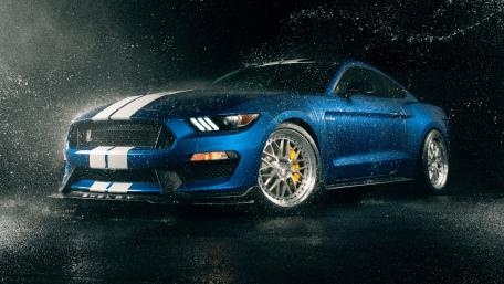 Shelby Mustang in Rainy Night Perfection wallpaper
