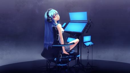 Hatsune Miku in a Digital Dreamscape wallpaper