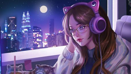 Anime gamer girl wallpaper
