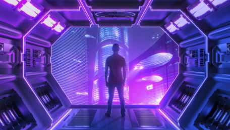 Exploring the Neon Metaverse wallpaper