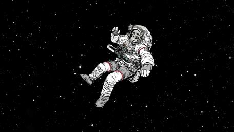 Astronaut Skeleton Drifting in Space wallpaper