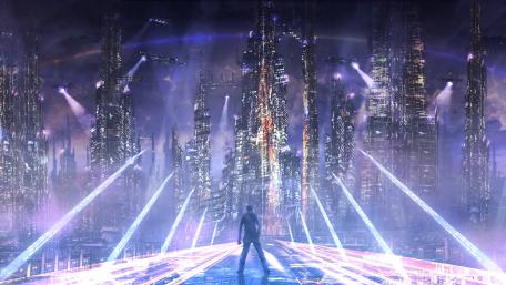 Futuristic Cityscape in a Sci-Fi Realm wallpaper