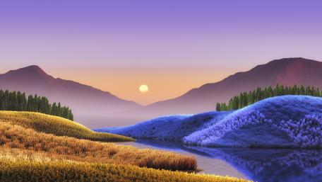 Sunset Bliss in a Surreal Landscape wallpaper