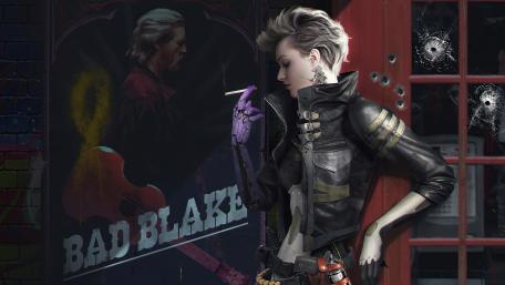 Cyberpunk Bounty Hunter in a Futuristic World wallpaper