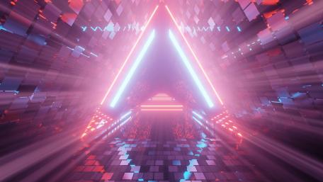 Neon Portal in Abstract Triangle Design wallpaper