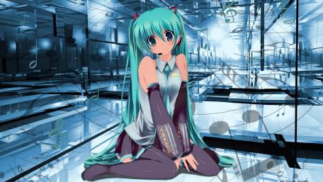 Vibrant Anime Girl with Captivating Blue Hair wallpaper