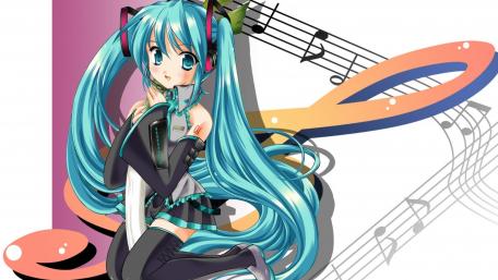 Vibrant Hatsune Miku Musical Fantasy wallpaper
