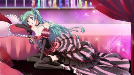 Enchanting Hatsune Miku in Elegant Attire wallpaper