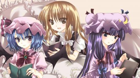 Charming Anime Girls in Cozy Attire wallpaper