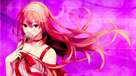 Vibrant Megurine Luka in a Dreamy Pink World wallpaper