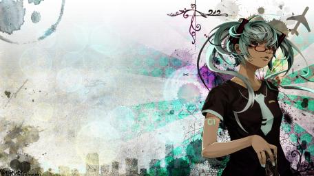 Anime Girl with Stylish Accessories and Vibrant Background Artistry wallpaper
