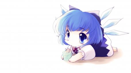 Charming Anime Character Enjoying a Refreshing Drink wallpaper