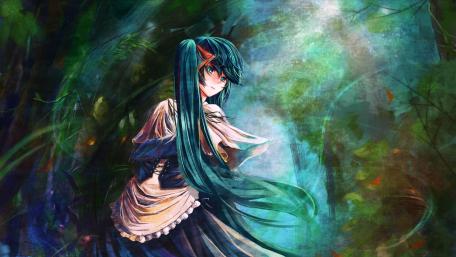 Enchanting Dance of Hatsune Miku in Fantasy Realm wallpaper