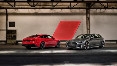 Powerful Audi RS6 Avant and RS7 Showcase in Stylish Setting wallpaper