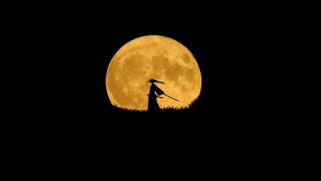 Samurai Moonlit Vigil wallpaper