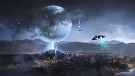 Mystic Sphere Over Ancient Ruins wallpaper
