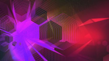 Neon Geometric Harmony in Digital Space wallpaper