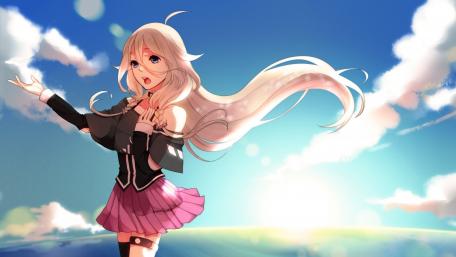Charming Anime Girl in a Dreamy Landscape wallpaper