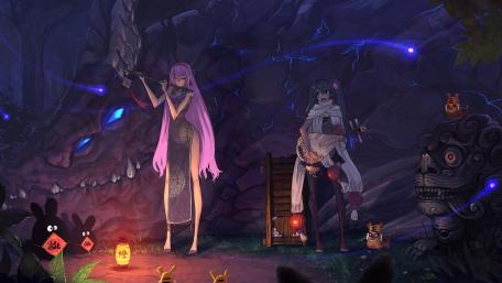 Mystical Performance in the Night Forest wallpaper