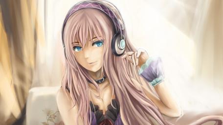 Charming Anime Girl in Headphones and Pink Hair wallpaper