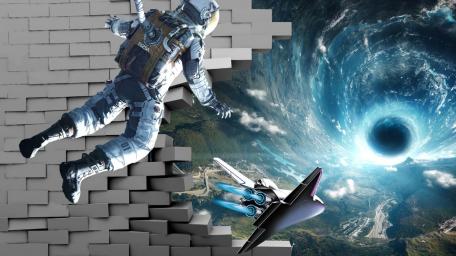 Astronaut and Spaceship Journey into the Unknown wallpaper