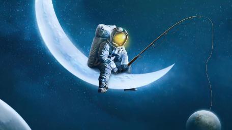 Fisherman astronaut wallpaper
