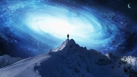 Galactic Summit in a Futuristic Realm wallpaper