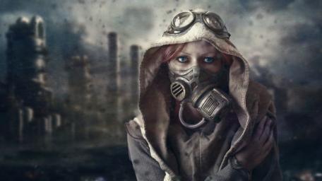 Apocalyptic Warrior in a Gas Mask wallpaper