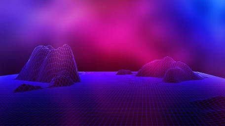 Vibrant Neon Grid Landscape wallpaper