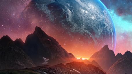 Majestic Alien World at Dusk wallpaper