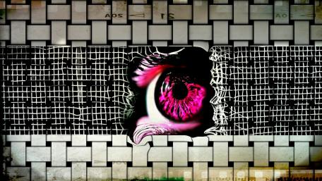 Abstract Eye within a Meshed Grid Design wallpaper