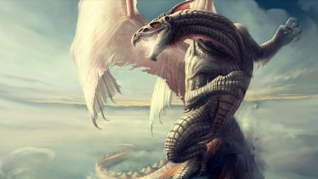 Majestic Dragon Above the Clouds wallpaper