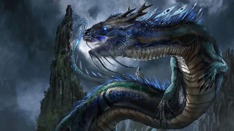 Mystical Dragon Overlooks the Enchanted Peaks wallpaper