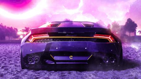 Lamborghini Huracan in a Neon Dreamscape wallpaper