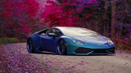 Stunning Lamborghini Huracan in a Dreamy Landscape wallpaper