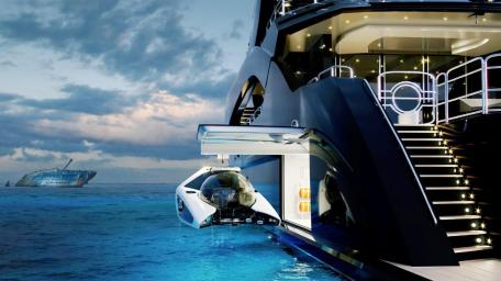 Luxury Yacht with Innovative Personal Submarine Technology wallpaper