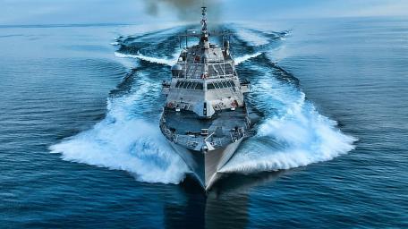 Powerful Naval Vessel in Action wallpaper