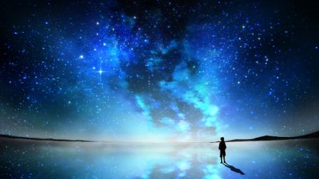 Starlit Dreams in Anime Night Sky wallpaper