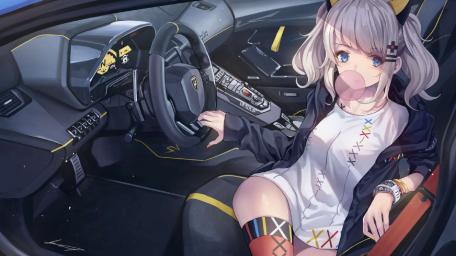 Anime girl blowing bubble gum wallpaper