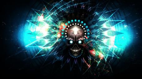 Neon Skull Abstract Art Design wallpaper