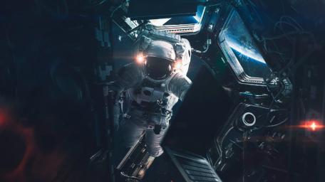 Space Odyssey in a Futuristic Realm wallpaper