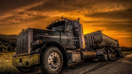 Majestic Truck at Sunset Panorama wallpaper