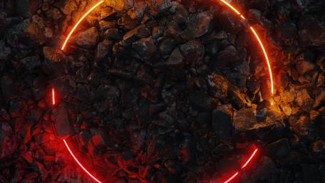 Neon Circle on Dark Pebbles wallpaper
