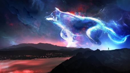 Wolf Spirit in Celestial Dreamland wallpaper