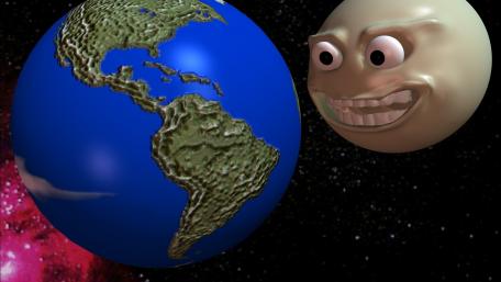 Smiling Moon Gazes at Earth wallpaper