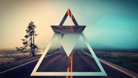Enigmatic Triangle Road Scene wallpaper